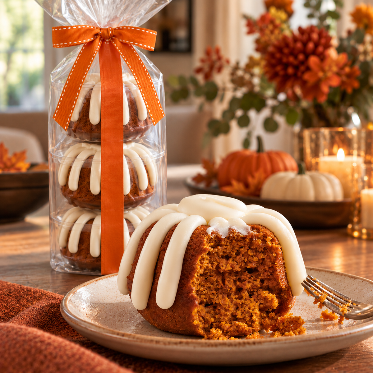Pumpkin Spice Triple Bundtlet Tower