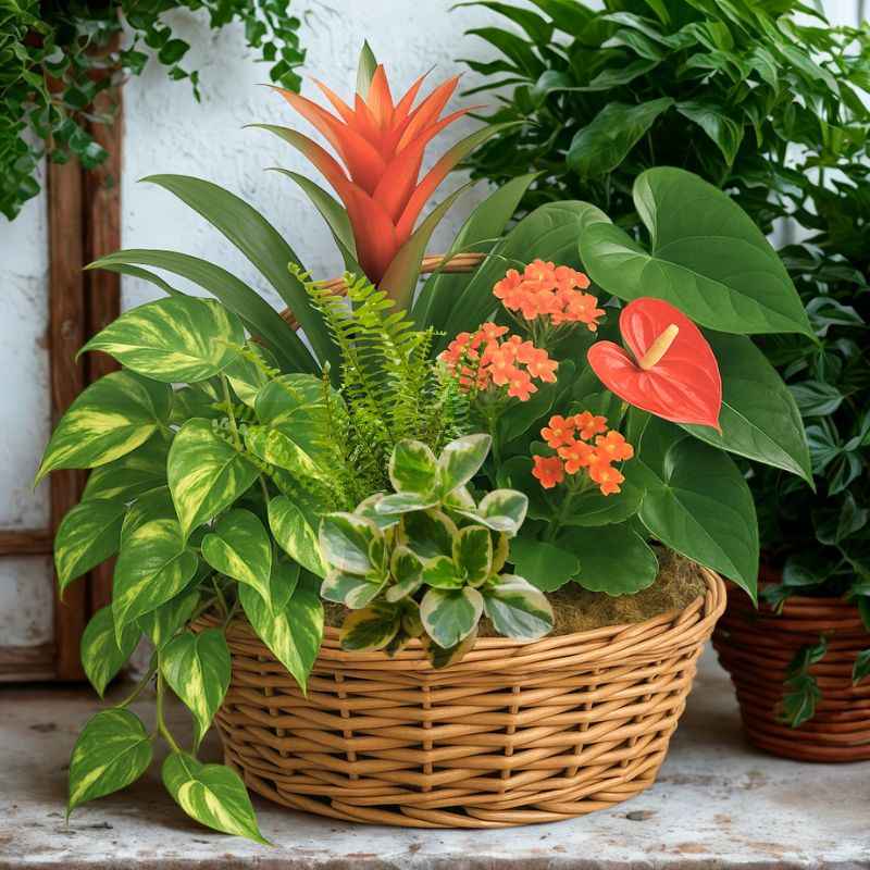 large woven basket planter Tropical Planter Basket
