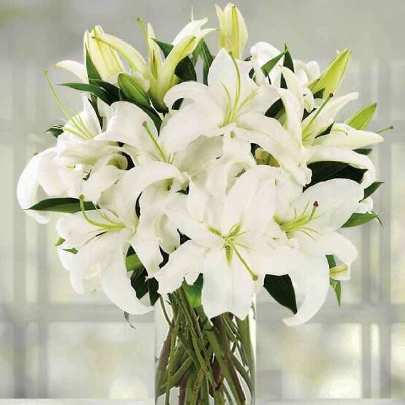 white tiger lily wedding bouquets Classic White Lilies