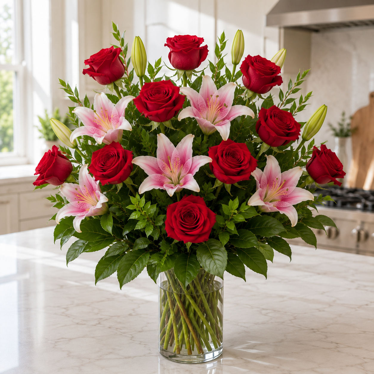 Roses with Lilies