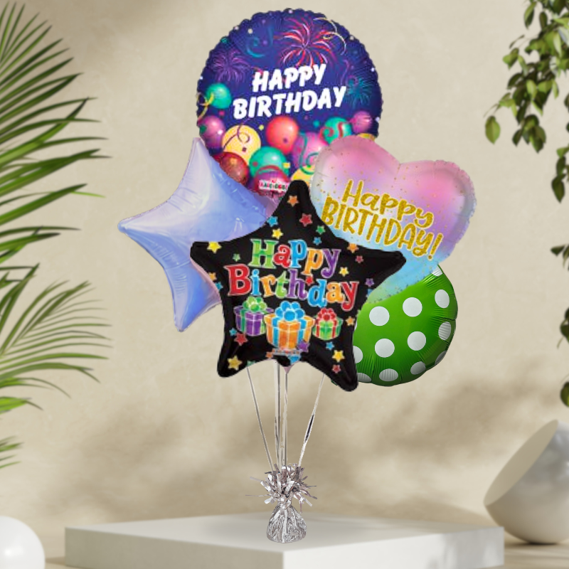 5 Mylar Balloon Bouquet (choose the occasion) - Designer&