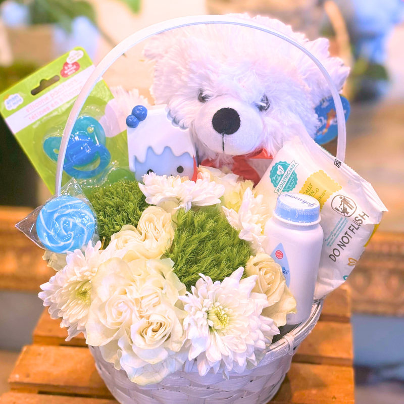 Welcome New Baby Gift Flower Basket