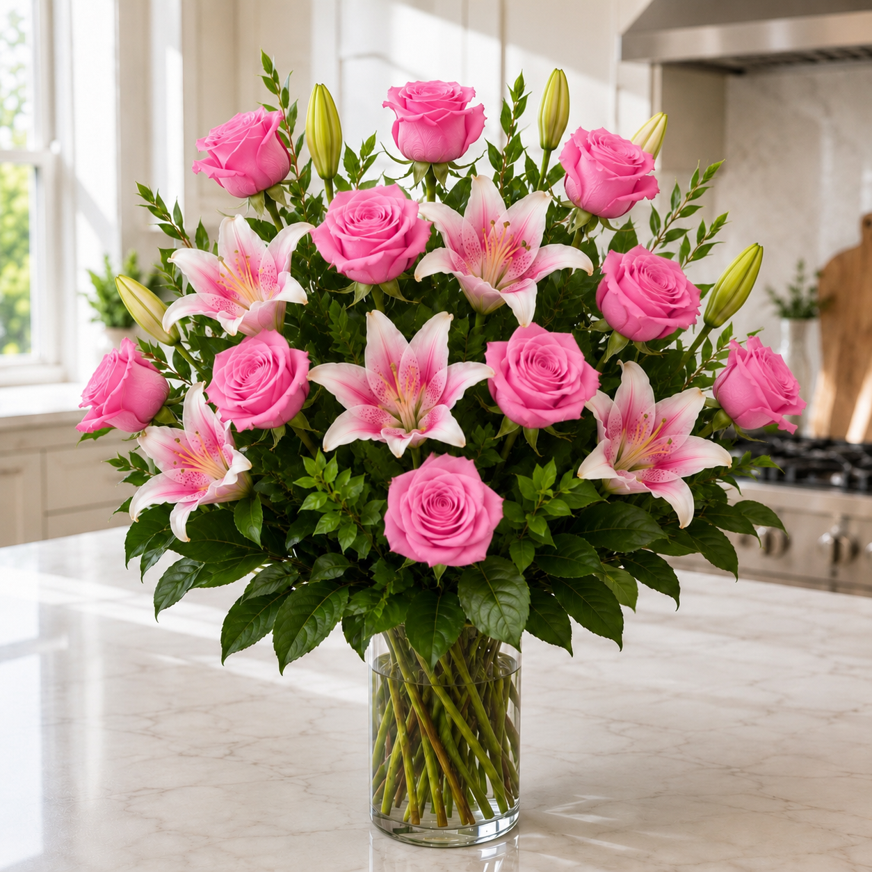 Roses with Lilies