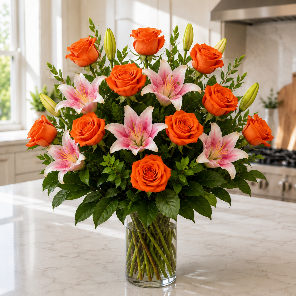 Roses with Lilies