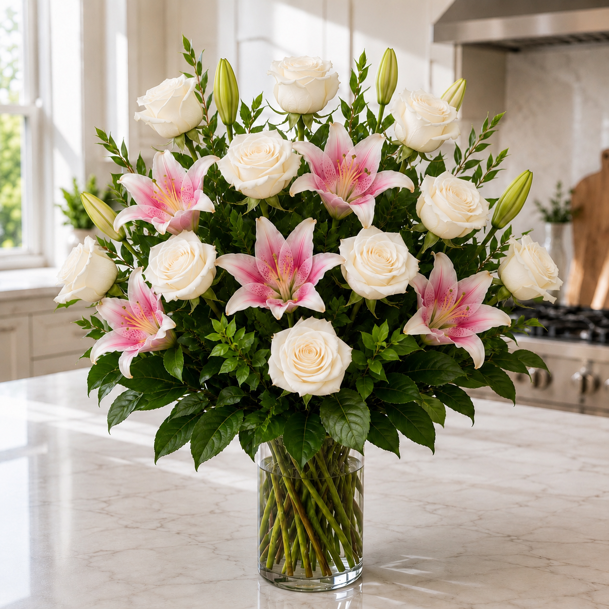 Roses with Lilies