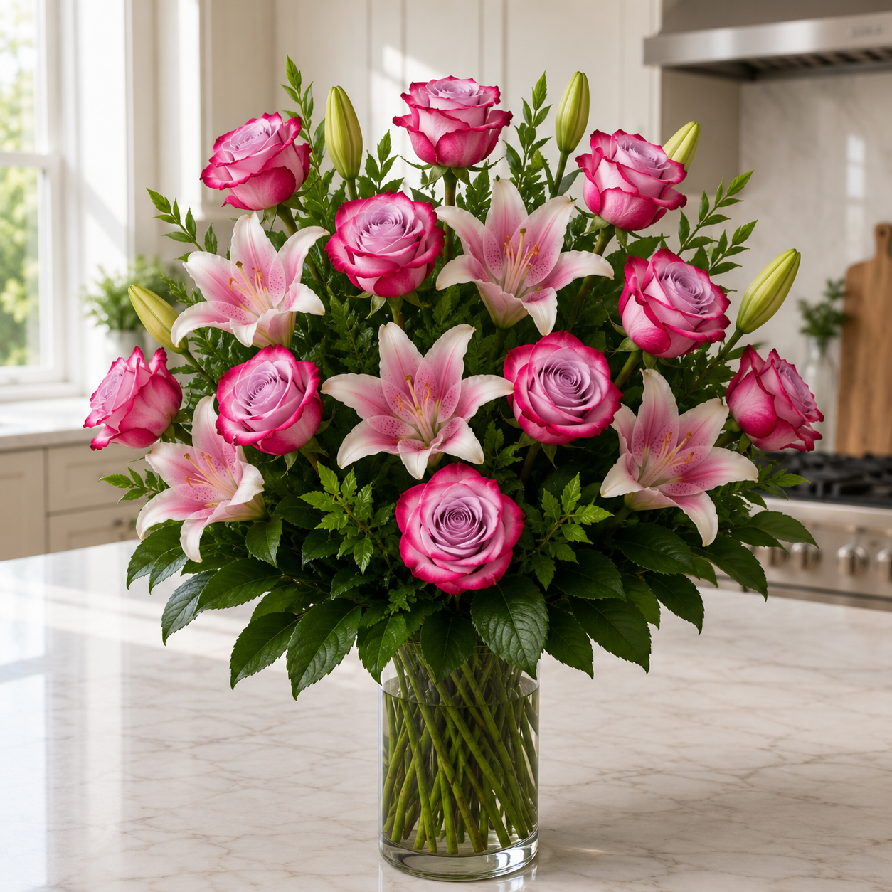 Roses with Lilies
