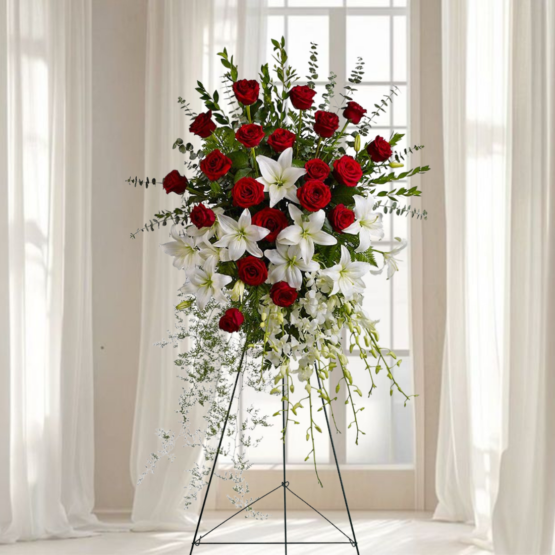 Lily and Rose Tribute Standing Spray