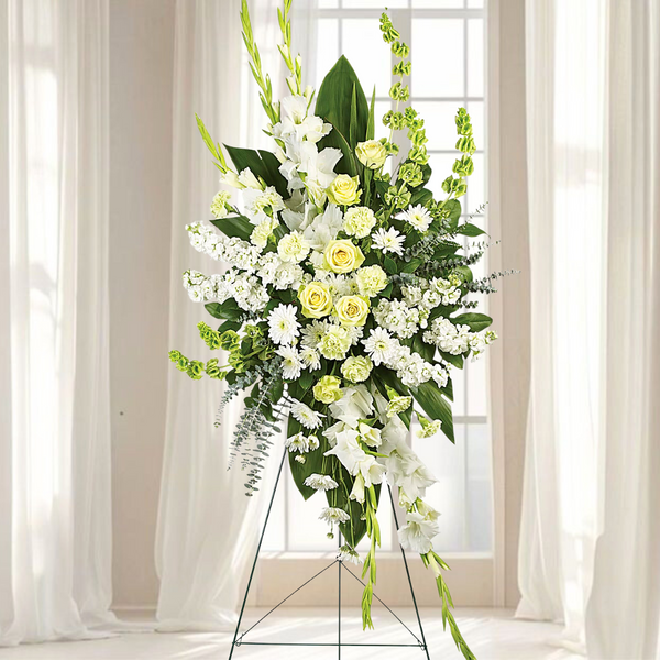 white rose and lily standing spray White | Mixed Bouquets | Magnificent Life Spray
