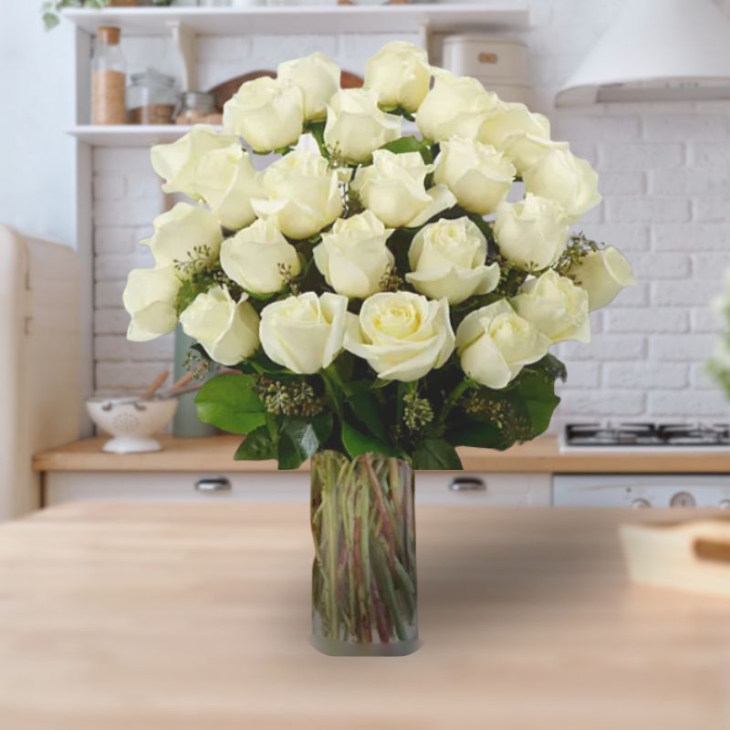 BOGO-  One Dozen White Roses