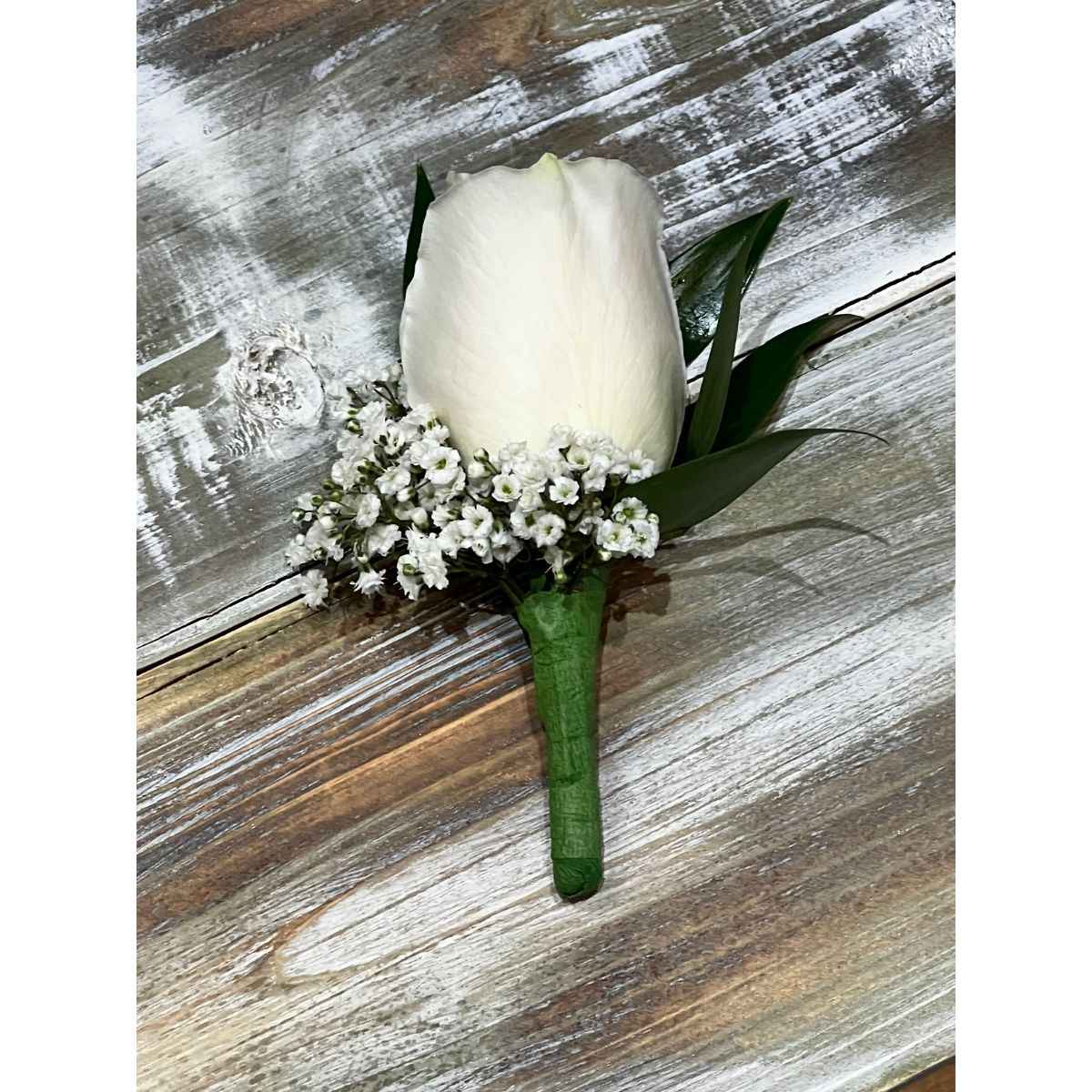 white tiger lily boutonniere Boutonniere
