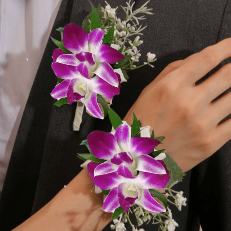 Corsage and Boutonniere Set - Orchid - Tiger Lily Floral