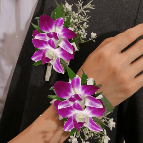 Corsage and Boutonniere Set - Orchid