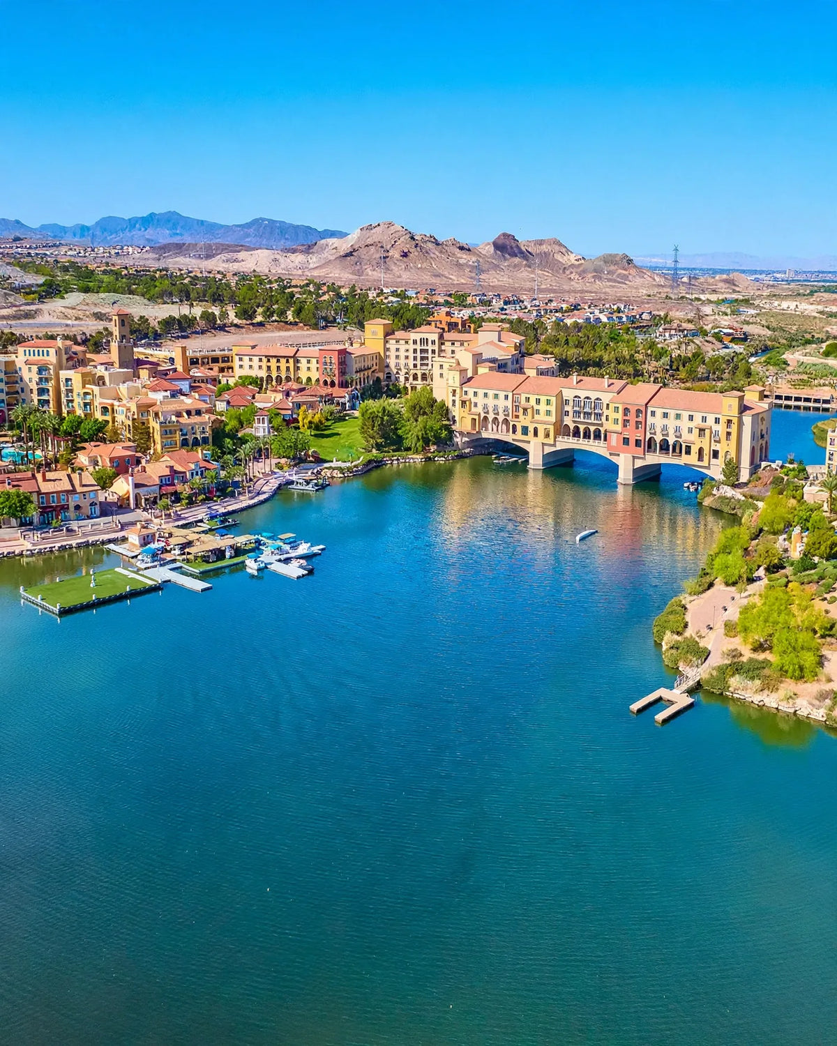 MonteLago Village and the Ponte Vecchio-style bridge over Lake Las Vegas in Henderson