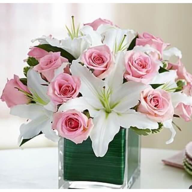 Pink Roses with White Lilies | Pretty Chic